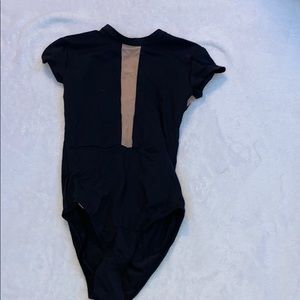black and mesh leotard